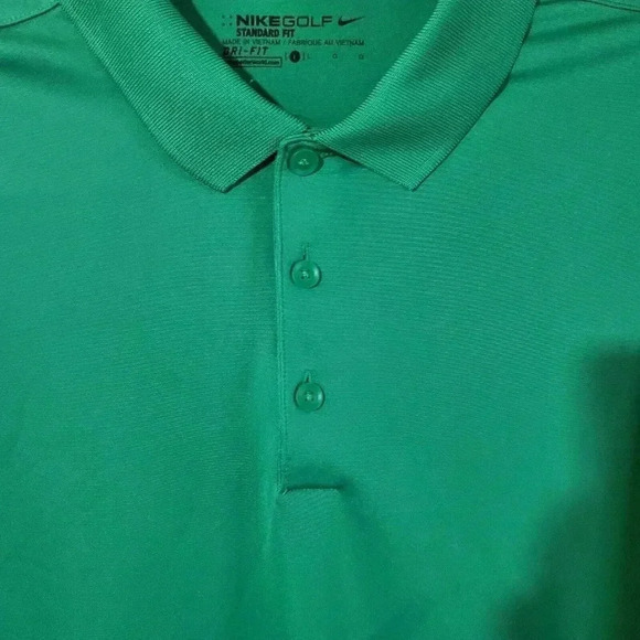 Nike Mens Size L Polo Shirt Green Logo Standard  Fit Dri-Fit Golf Sportwear - Picture 3 of 9